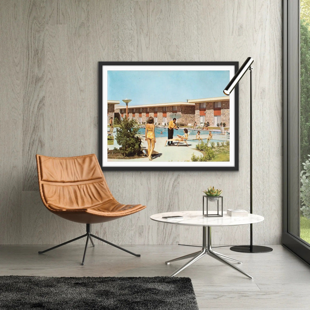 Friendliest Stop Sign On The Road - Vintage Motel Pool Print - I Heart Wall Art