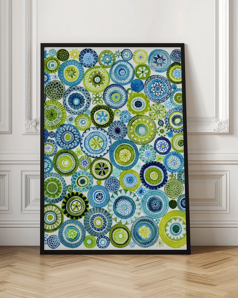 Frolic Floral Circles Pattern - Stretched Canvas, Poster or Fine Art Print - I Heart Wall Art - Poster Print, Canvas Print or Framed Art Print