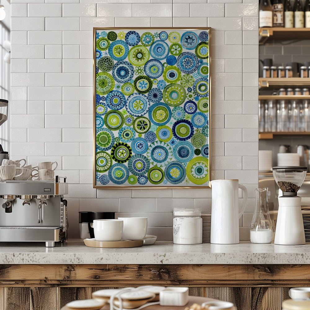 Frolic Floral Circles Pattern - Stretched Canvas, Poster or Fine Art Print - I Heart Wall Art - Poster Print, Canvas Print or Framed Art Print