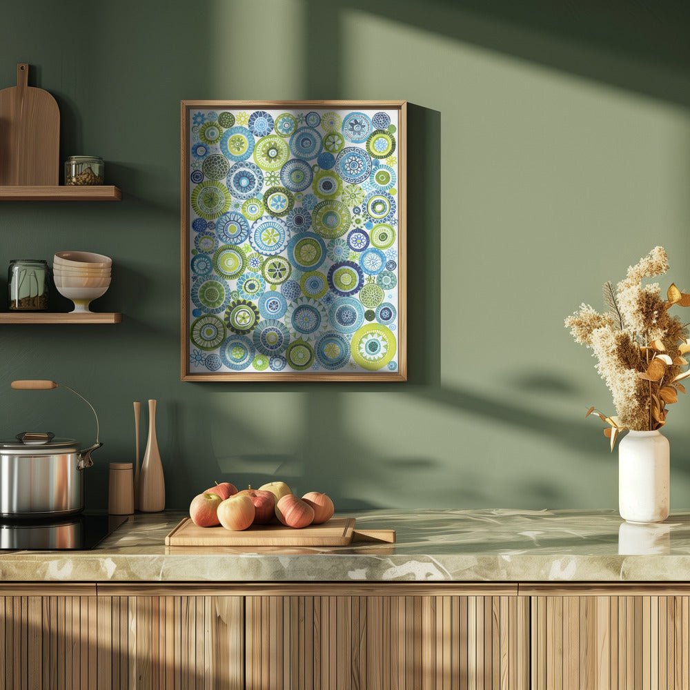 Frolic Floral Circles Pattern - Stretched Canvas, Poster or Fine Art Print - I Heart Wall Art - Poster Print, Canvas Print or Framed Art Print