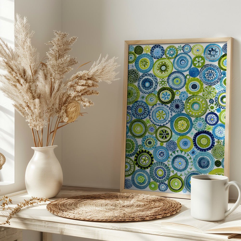 Frolic Floral Circles Pattern - Stretched Canvas, Poster or Fine Art Print - I Heart Wall Art - Poster Print, Canvas Print or Framed Art Print
