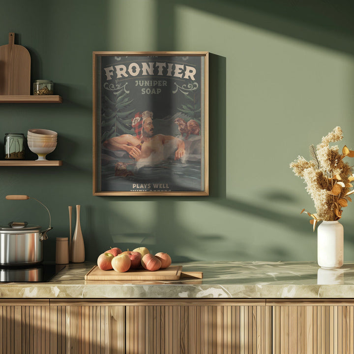 Frontier Man With Otters - Stretched Canvas, Poster or Fine Art Print I Heart Wall Art