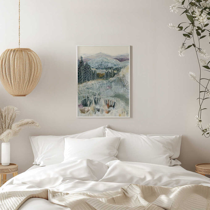 Frosted Mountain Landscape - Stretched Canvas, Poster or Fine Art Print - I Heart Wall Art - Poster Print, Canvas Print or Framed Art Print