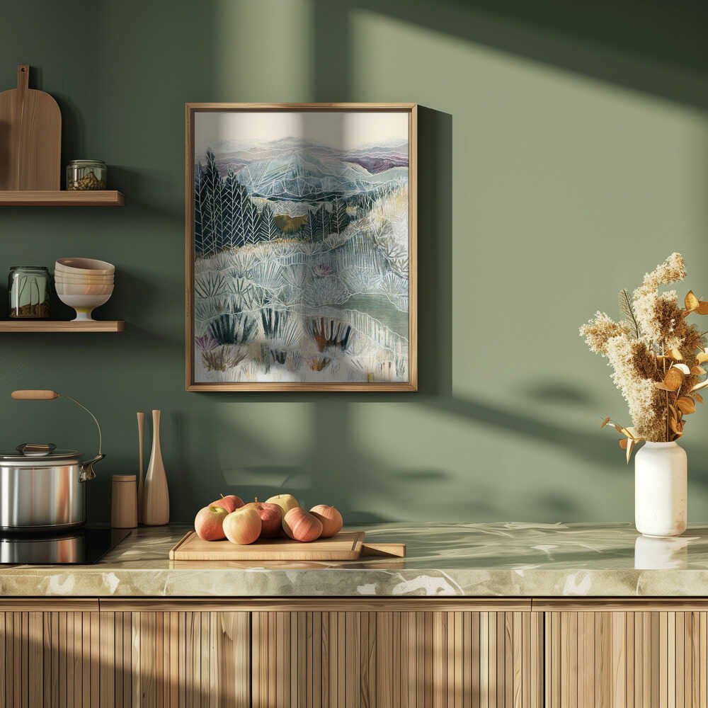 Frosted Mountain Landscape - Stretched Canvas, Poster or Fine Art Print - I Heart Wall Art - Poster Print, Canvas Print or Framed Art Print