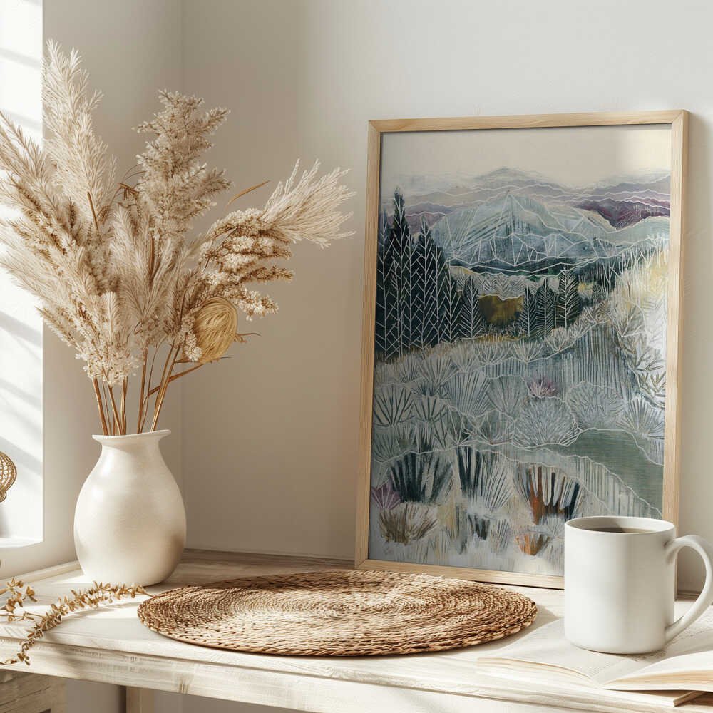 Frosted Mountain Landscape - Stretched Canvas, Poster or Fine Art Print - I Heart Wall Art - Poster Print, Canvas Print or Framed Art Print