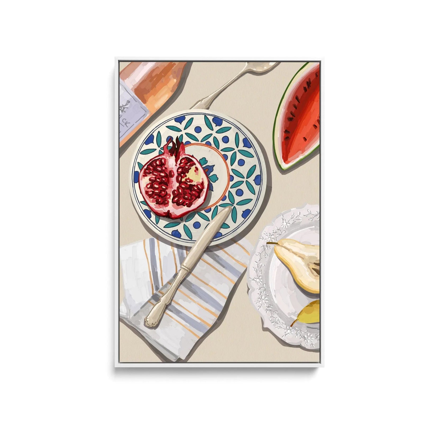 Fruity Wine Pairing - Contemporary Still Life Art - Stretched Canvas Print or Framed Fine Art Print - Artwork I Heart Wall Art Australia 