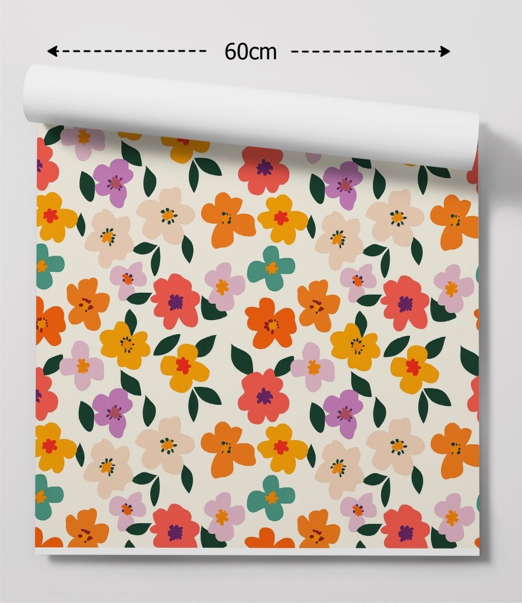 'Fun Floral' - Colourful Floral Wallpaper - I Heart Wall Art - Poster Print, Canvas Print or Framed Art Print
