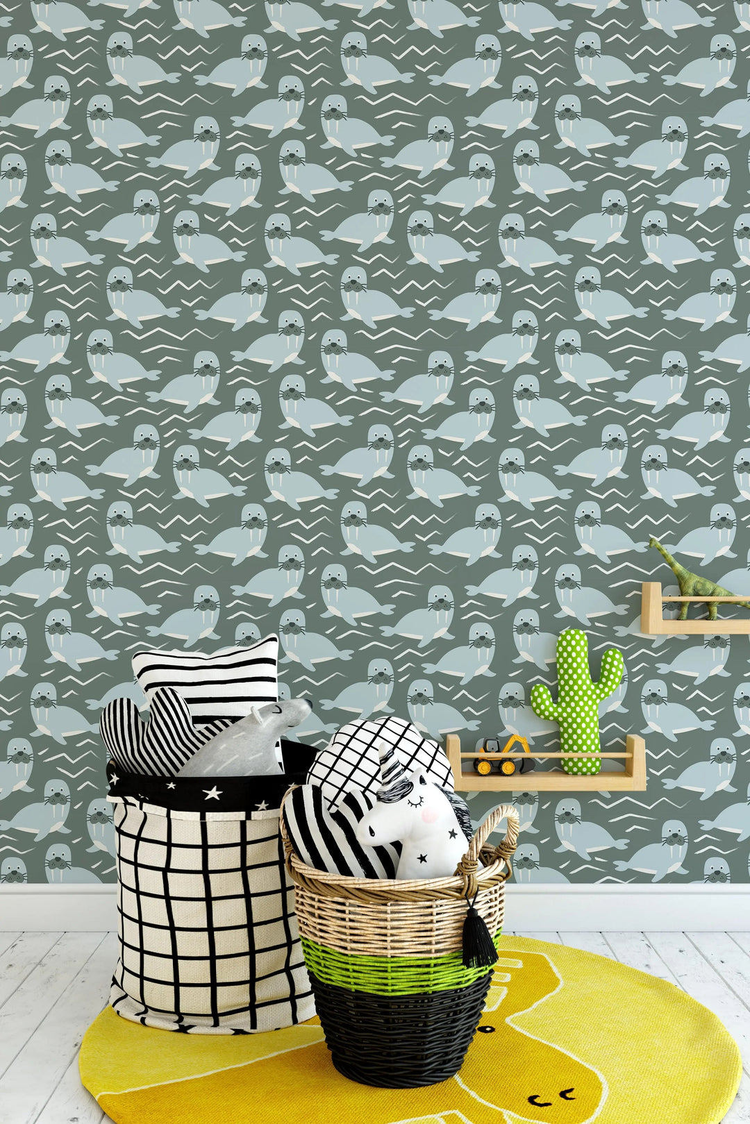 Fun Walrus - Peel and Stick Removable Wallpaper I Heart Wall Art Australia