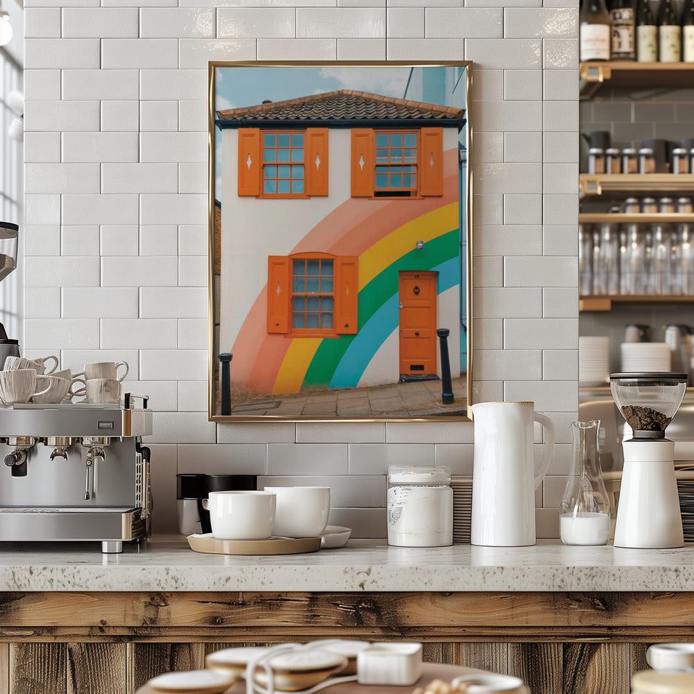 Funky Rainbow House - Stretched Canvas, Poster or Fine Art Print I Heart Wall Art