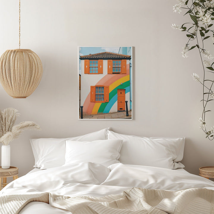 Funky Rainbow House - Stretched Canvas, Poster or Fine Art Print I Heart Wall Art