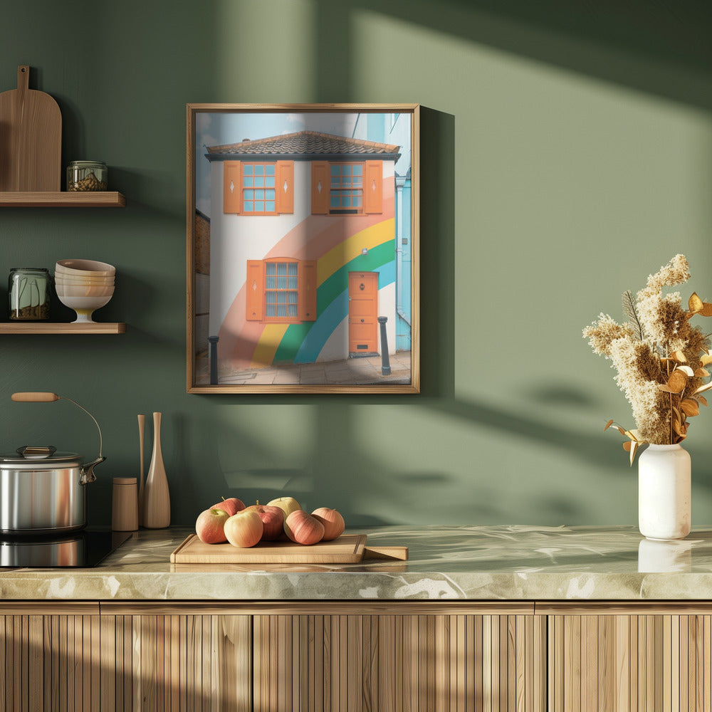 Funky Rainbow House - Stretched Canvas, Poster or Fine Art Print I Heart Wall Art