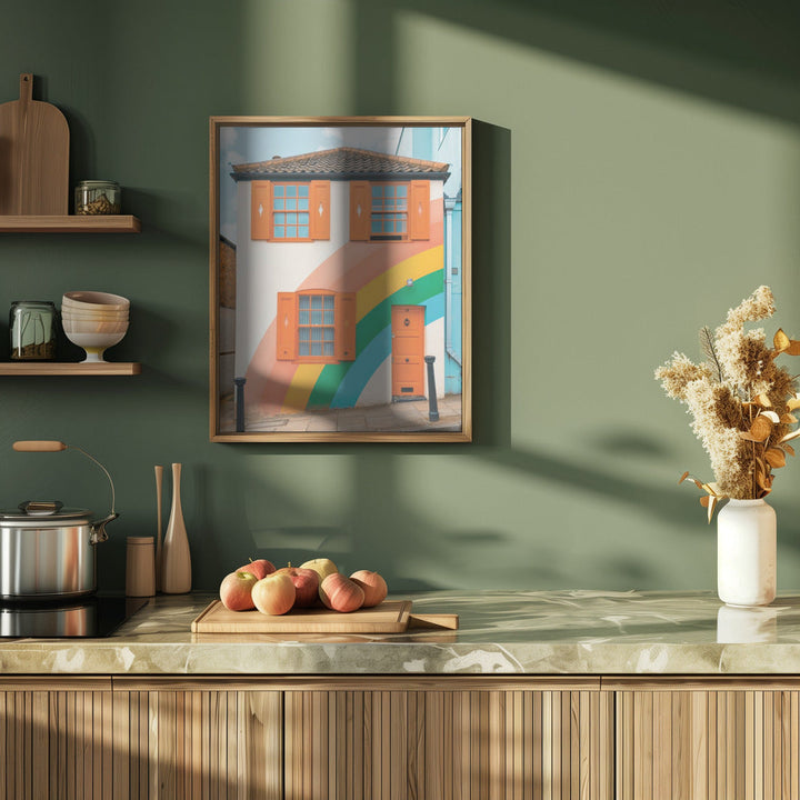 Funky Rainbow House - Stretched Canvas, Poster or Fine Art Print I Heart Wall Art