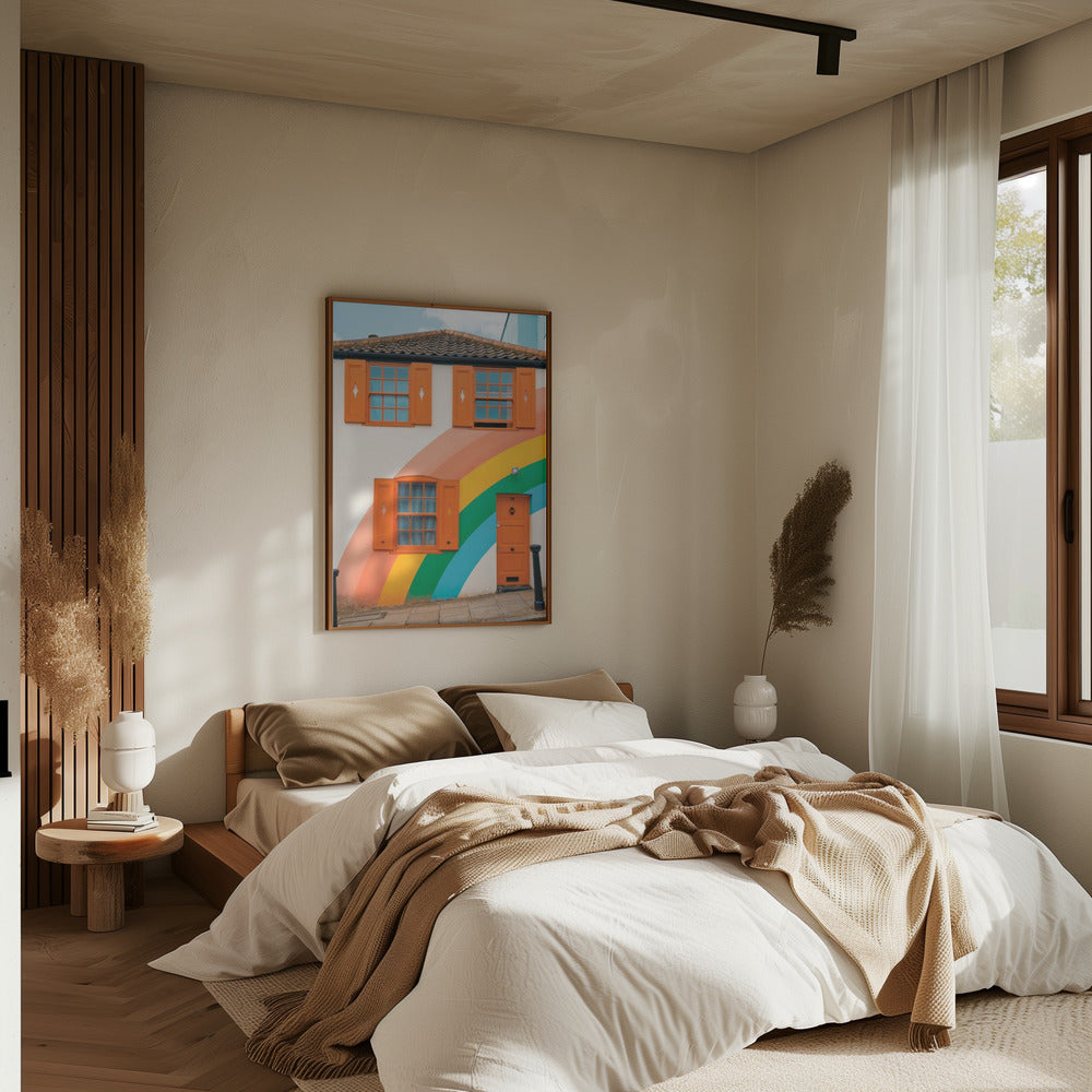 Funky Rainbow House - Stretched Canvas, Poster or Fine Art Print I Heart Wall Art