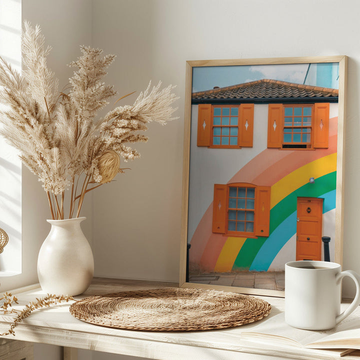 Funky Rainbow House - Stretched Canvas, Poster or Fine Art Print I Heart Wall Art