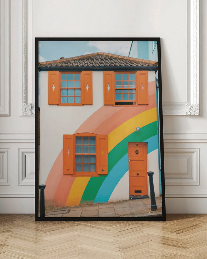Funky Rainbow House - Stretched Canvas, Poster or Fine Art Print I Heart Wall Art