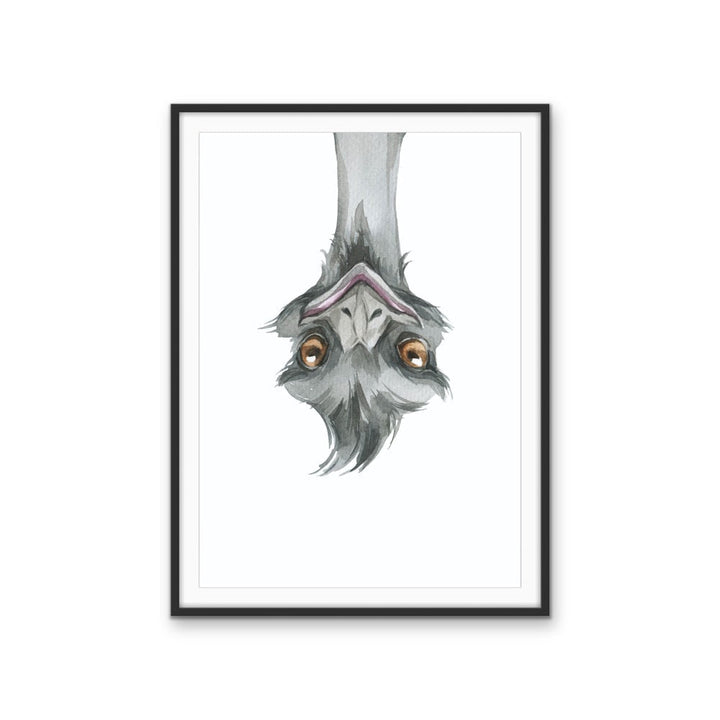 Funny Emu Nursery Sketch - Australian Native Animal Stretched Canvas or Wall Art Print - I Heart Wall Art - Poster Print, Canvas Print or Framed Art Print