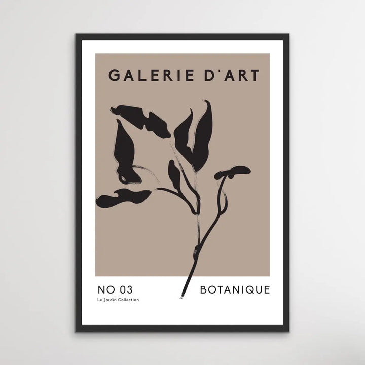 Gallerie Botanique Geometric Print -  Minimalist Black and White Floral Classic Art Print - I Heart Wall Art