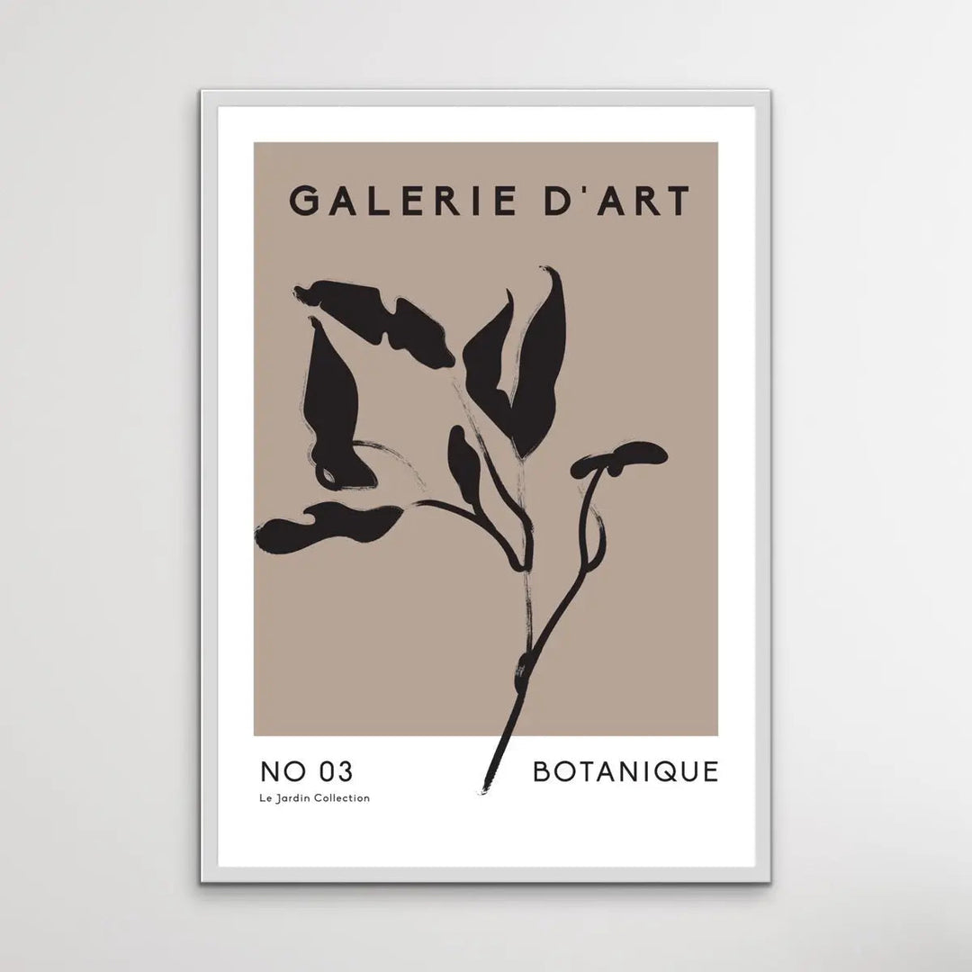 Gallerie Botanique Geometric Print -  Minimalist Black and White Floral Classic Art Print - I Heart Wall Art