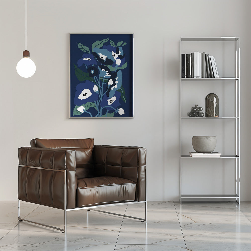 Garden Flowers At Night - Stretched Canvas, Poster or Fine Art Print I Heart Wall Art