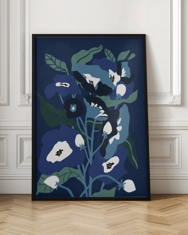 Garden Flowers At Night - Stretched Canvas, Poster or Fine Art Print I Heart Wall Art