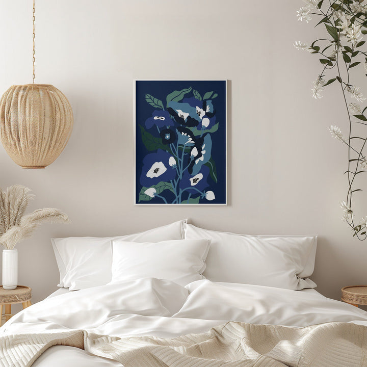 Garden Flowers At Night - Stretched Canvas, Poster or Fine Art Print I Heart Wall Art