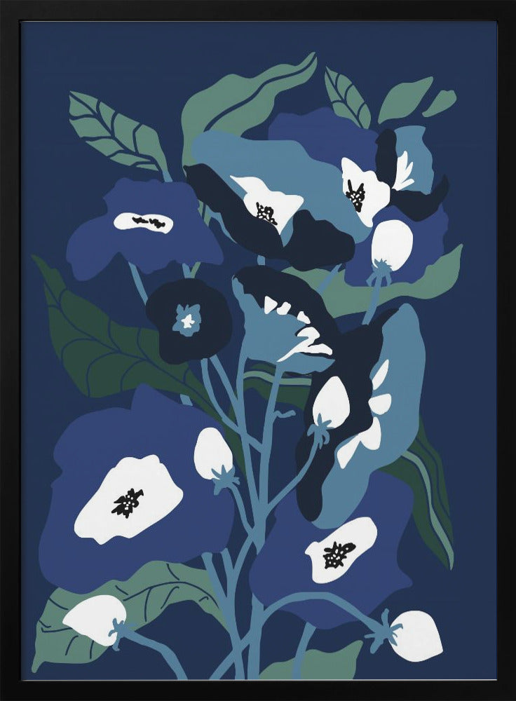 Garden Flowers At Night - Stretched Canvas, Poster or Fine Art Print I Heart Wall Art