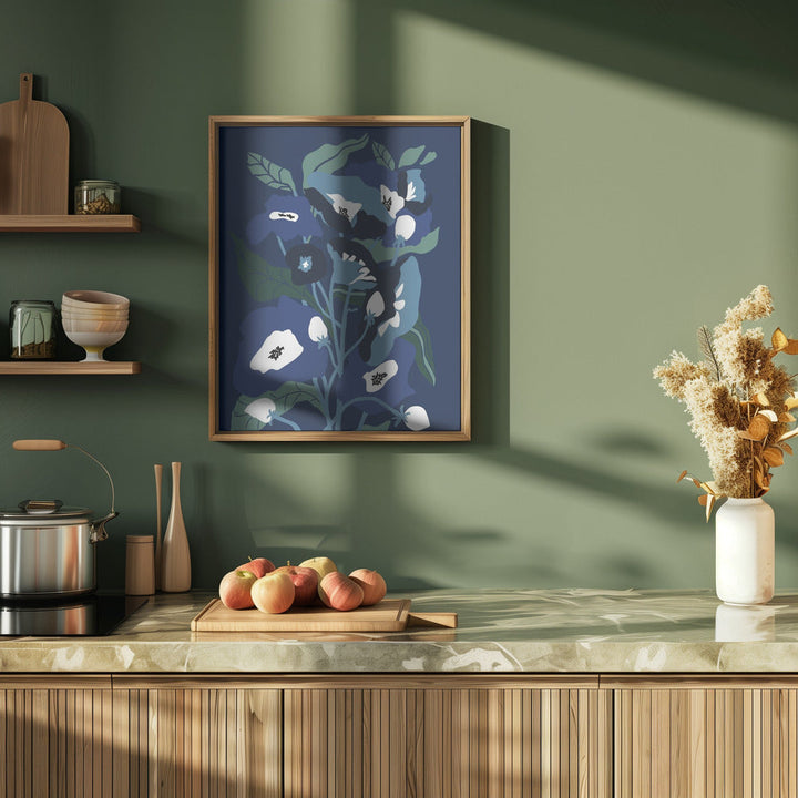 Garden Flowers At Night - Stretched Canvas, Poster or Fine Art Print I Heart Wall Art