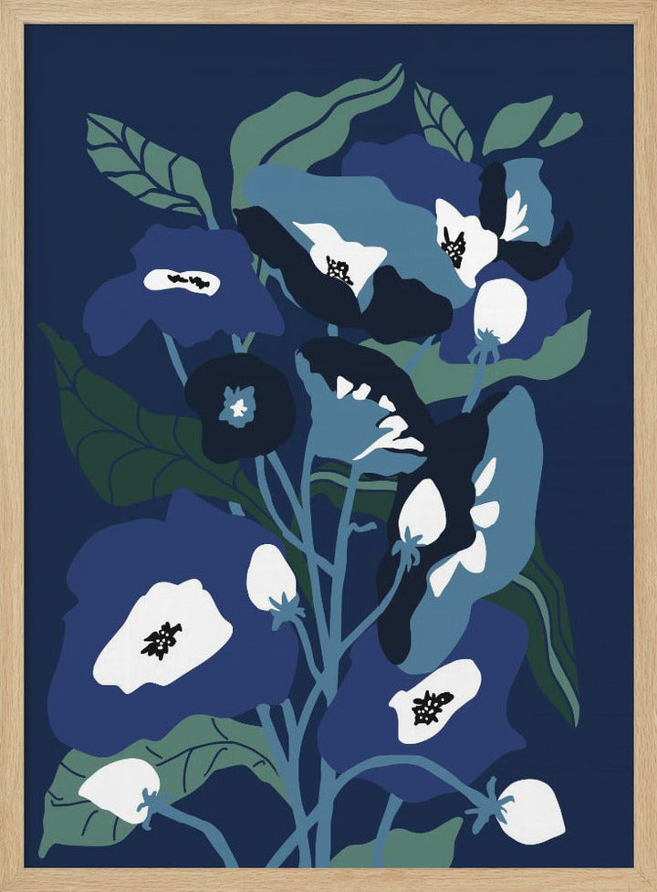 Garden Flowers At Night - Stretched Canvas, Poster or Fine Art Print I Heart Wall Art