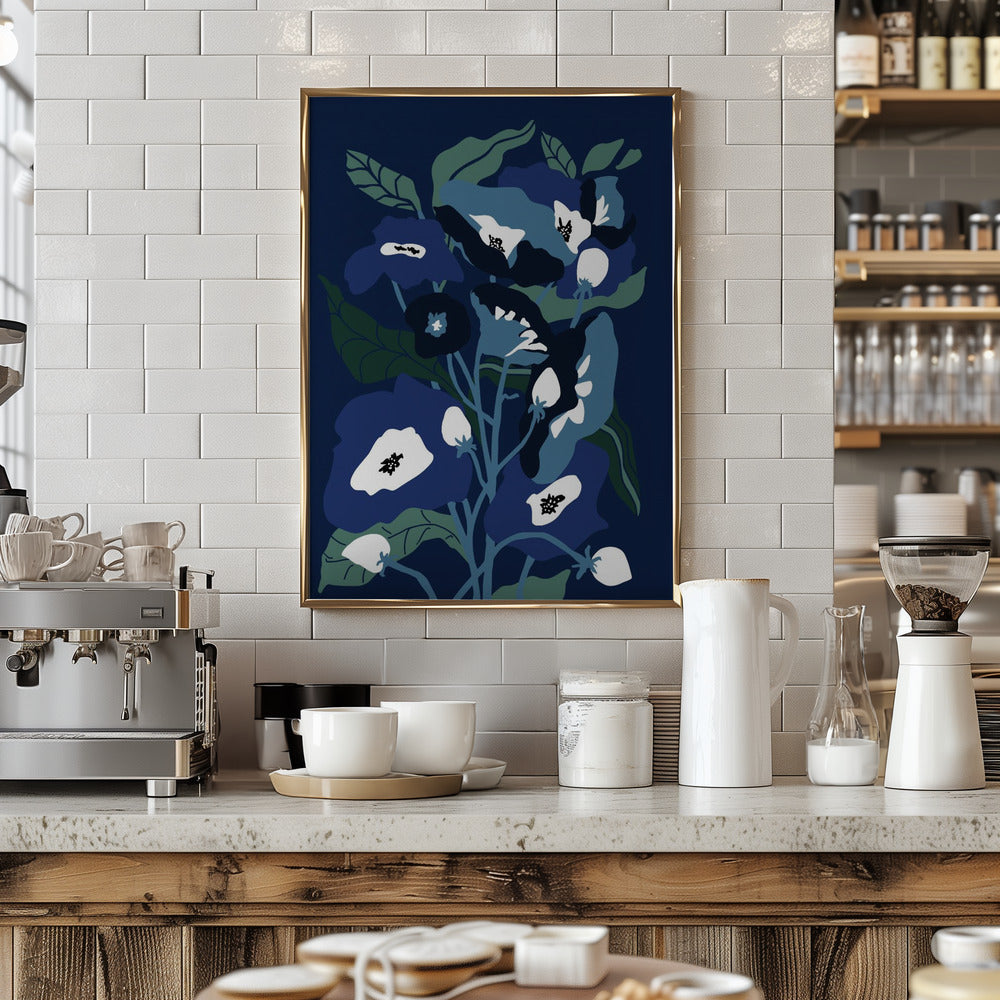 Garden Flowers At Night - Stretched Canvas, Poster or Fine Art Print I Heart Wall Art