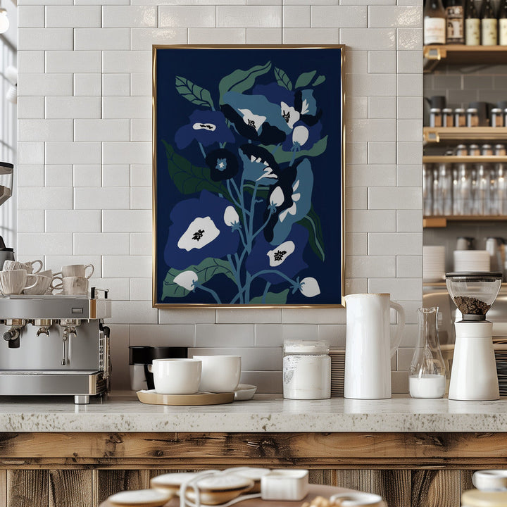 Garden Flowers At Night - Stretched Canvas, Poster or Fine Art Print I Heart Wall Art
