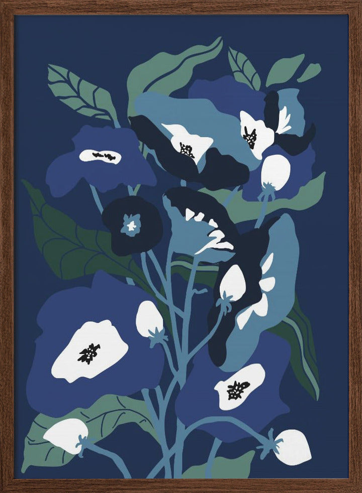 Garden Flowers At Night - Stretched Canvas, Poster or Fine Art Print I Heart Wall Art