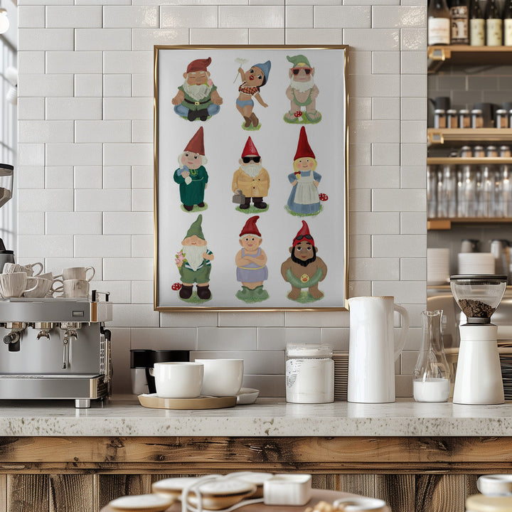 Garden Gnomes - Stretched Canvas, Poster or Fine Art Print I Heart Wall Art