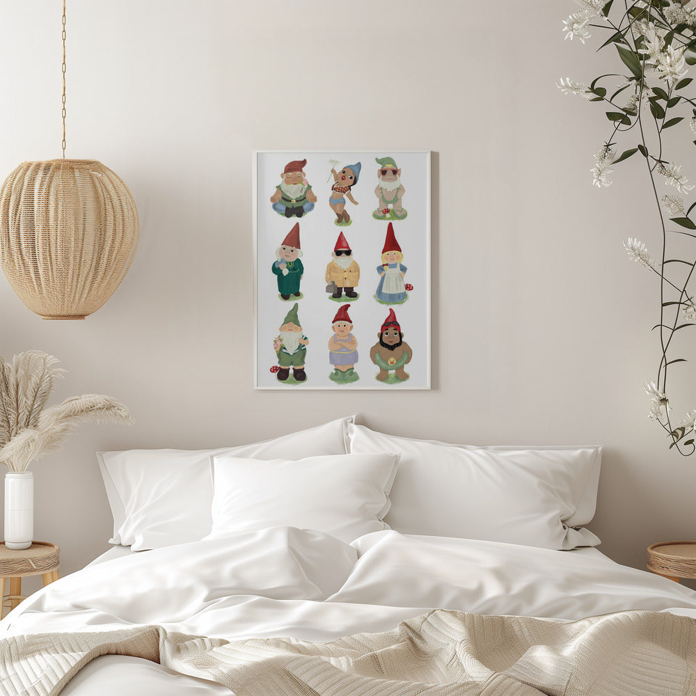 Garden Gnomes - Stretched Canvas, Poster or Fine Art Print I Heart Wall Art