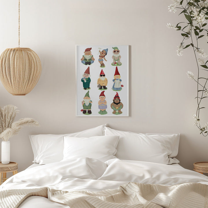 Garden Gnomes - Stretched Canvas, Poster or Fine Art Print I Heart Wall Art