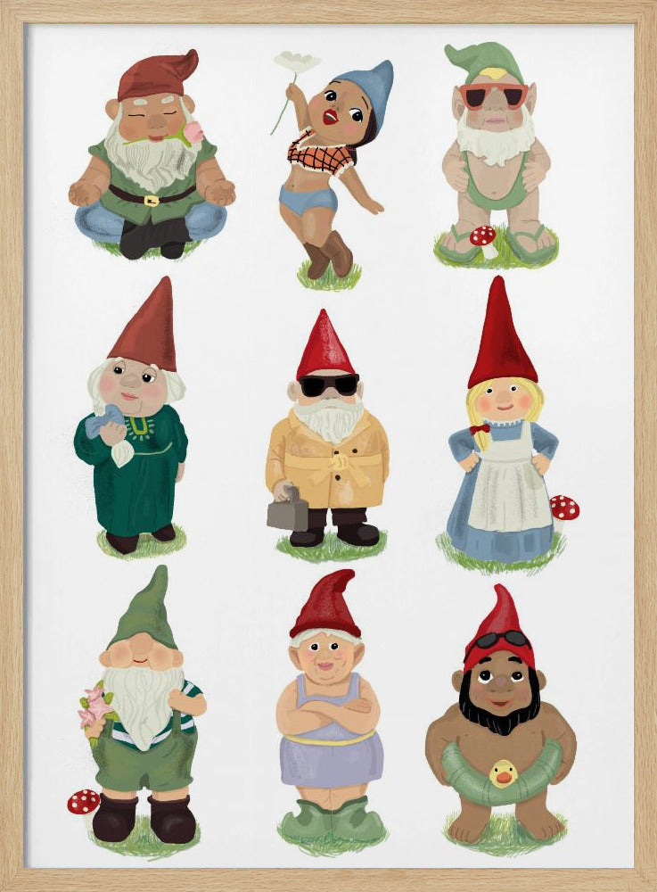 Garden Gnomes - Stretched Canvas, Poster or Fine Art Print I Heart Wall Art