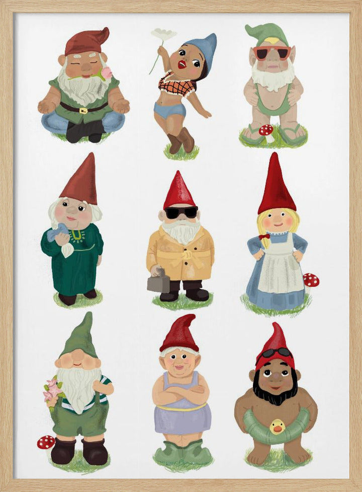 Garden Gnomes - Stretched Canvas, Poster or Fine Art Print I Heart Wall Art