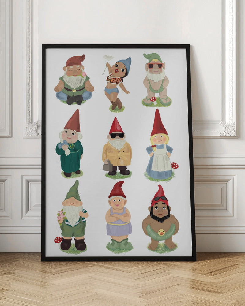 Garden Gnomes - Stretched Canvas, Poster or Fine Art Print I Heart Wall Art