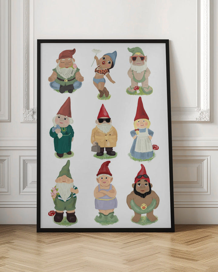 Garden Gnomes - Stretched Canvas, Poster or Fine Art Print I Heart Wall Art