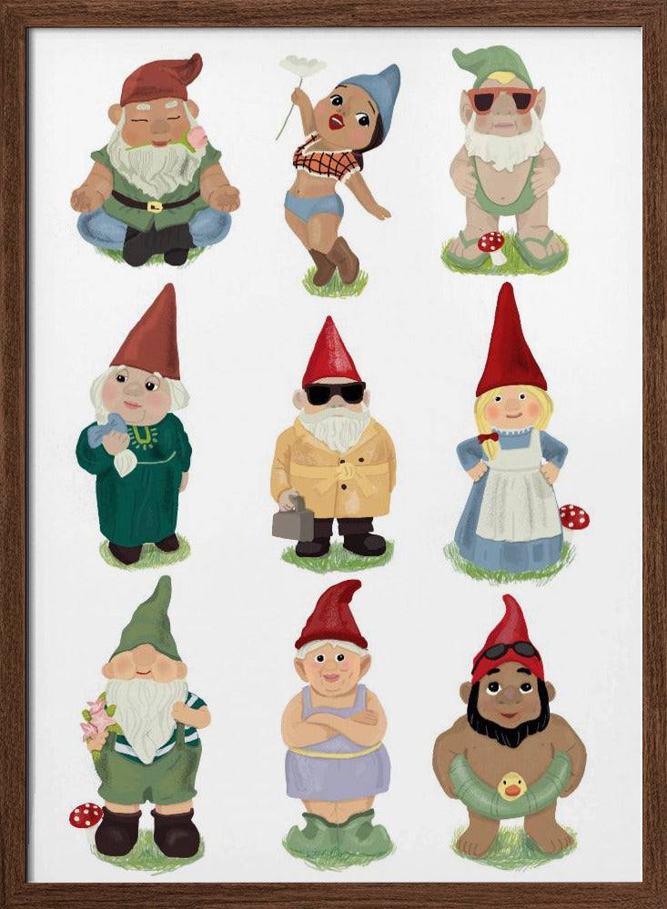 Garden Gnomes - Stretched Canvas, Poster or Fine Art Print I Heart Wall Art