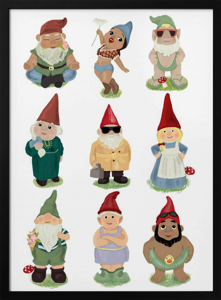 Garden Gnomes - Stretched Canvas, Poster or Fine Art Print I Heart Wall Art