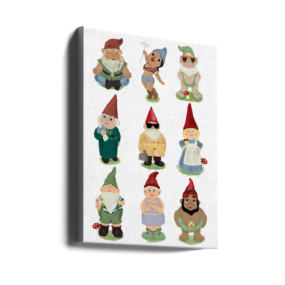 Garden Gnomes - Stretched Canvas, Poster or Fine Art Print I Heart Wall Art