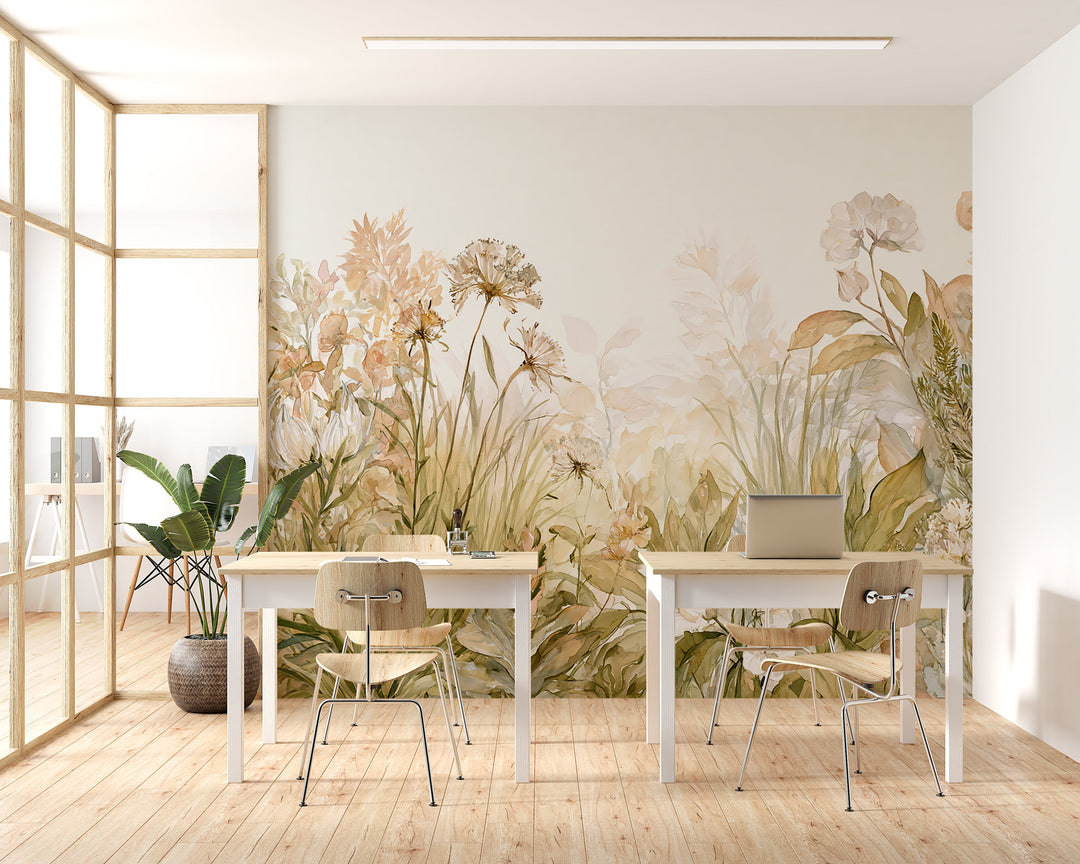 Garden Muse- Floral Peel and Stick Premium Wallpaper Mural