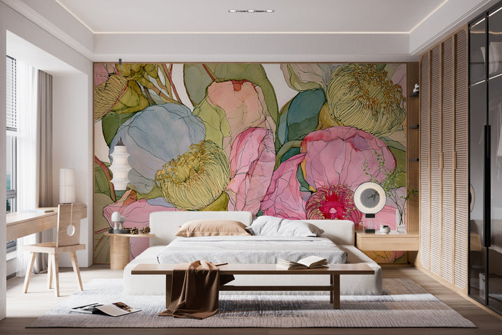 Garden Story - Floral Peel and Stick Premium Wallpaper Mural