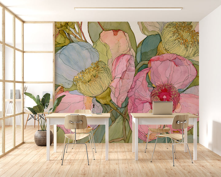 Garden Story - Floral Peel and Stick Premium Wallpaper Mural