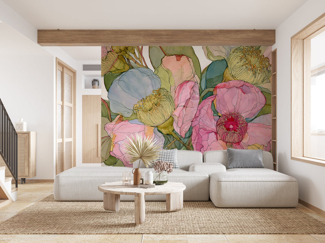 Garden Story - Floral Peel and Stick Premium Wallpaper Mural