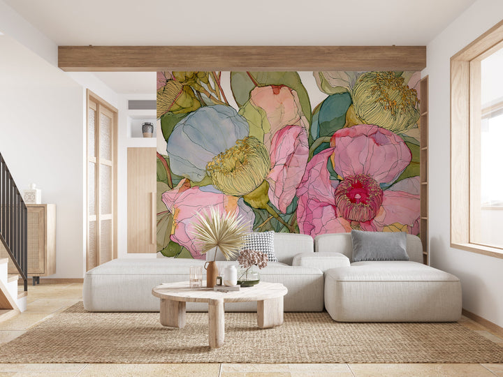 Garden Story - Floral Peel and Stick Premium Wallpaper Mural