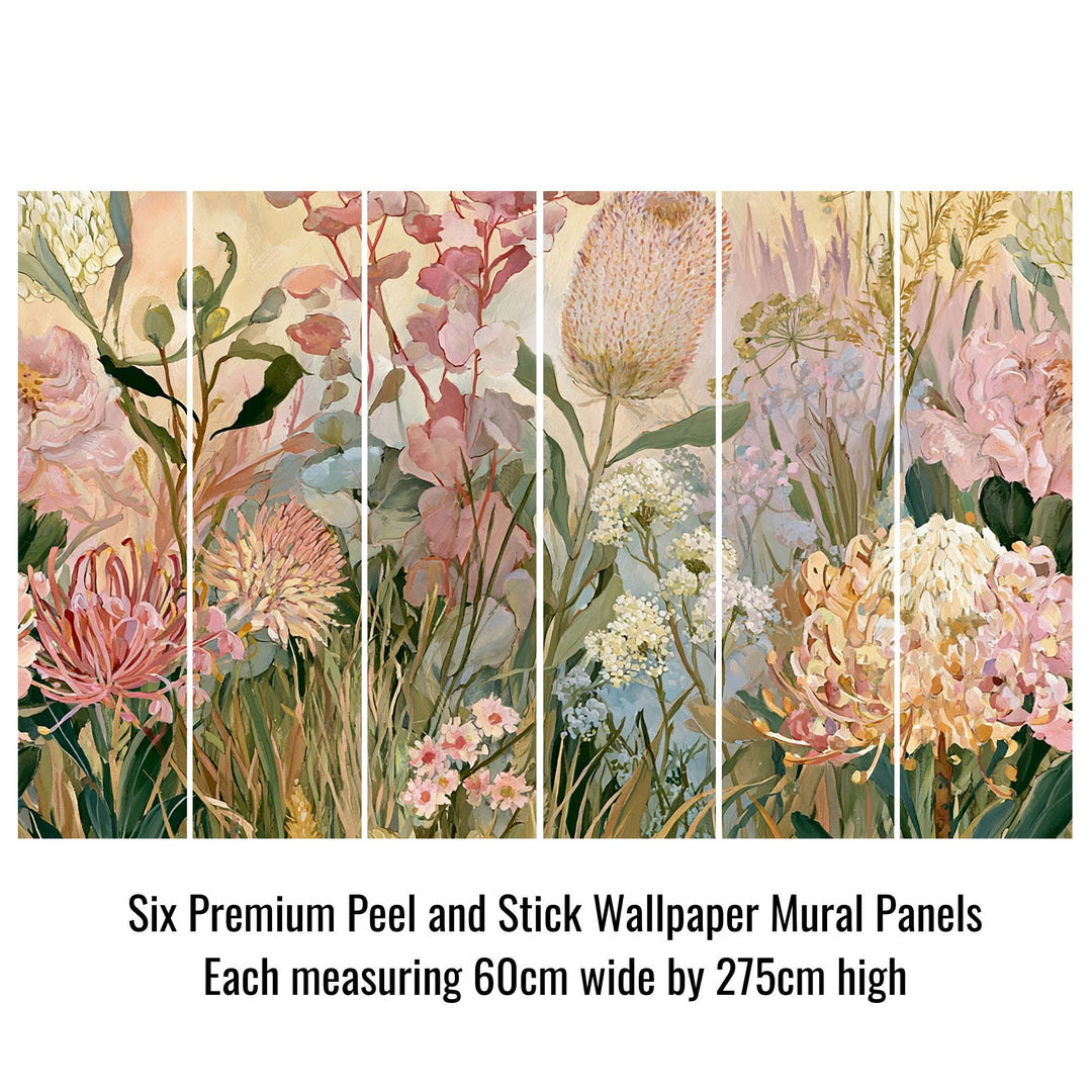 Garden Waltz- Floral Peel and Stick Premium Wallpaper Mural