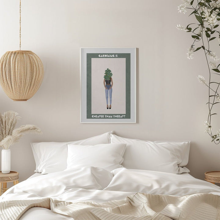 Gardening is cheaper than therapy - Stretched Canvas, Poster or Fine Art Print - I Heart Wall Art - Poster Print, Canvas Print or Framed Art Print