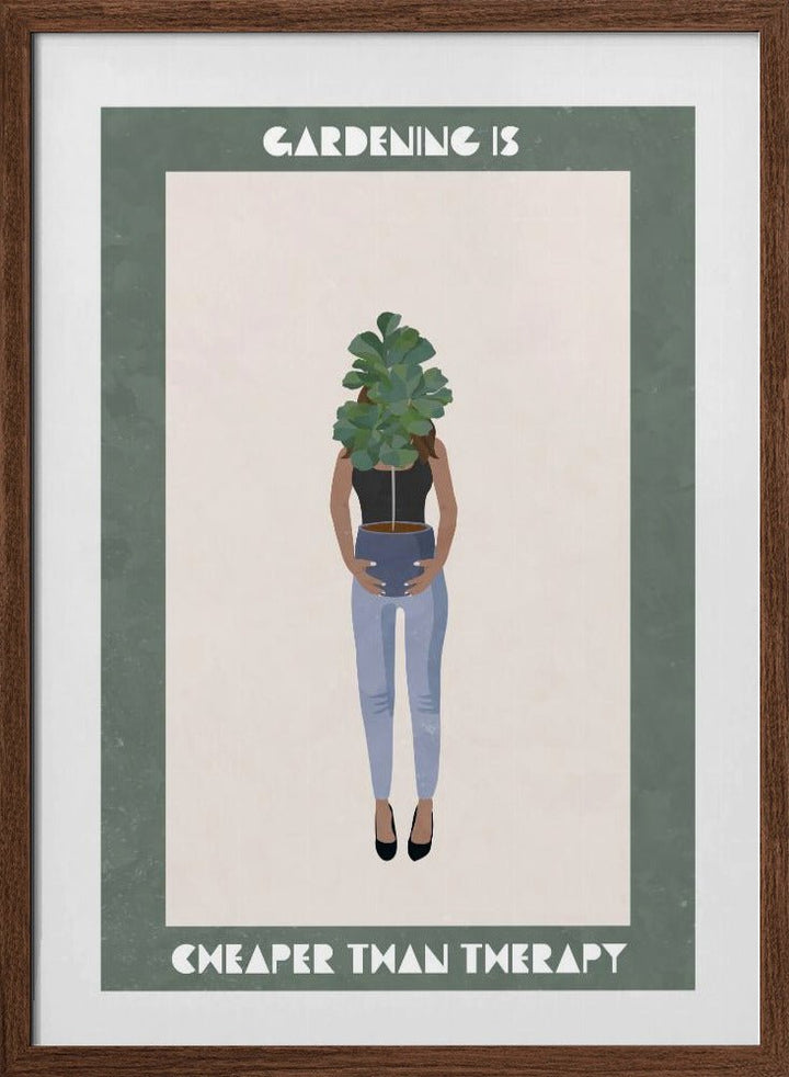 Gardening is cheaper than therapy - Stretched Canvas, Poster or Fine Art Print - I Heart Wall Art - Poster Print, Canvas Print or Framed Art Print