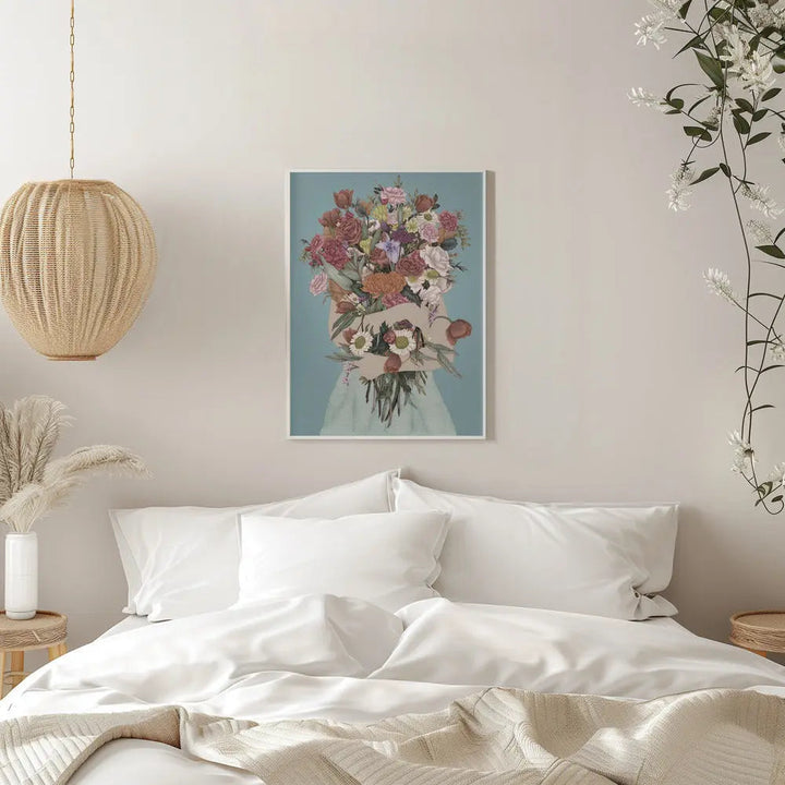 Gathering a Garden Teal Large - Stretched Canvas, Poster or Fine Art Print I Heart Wall Art